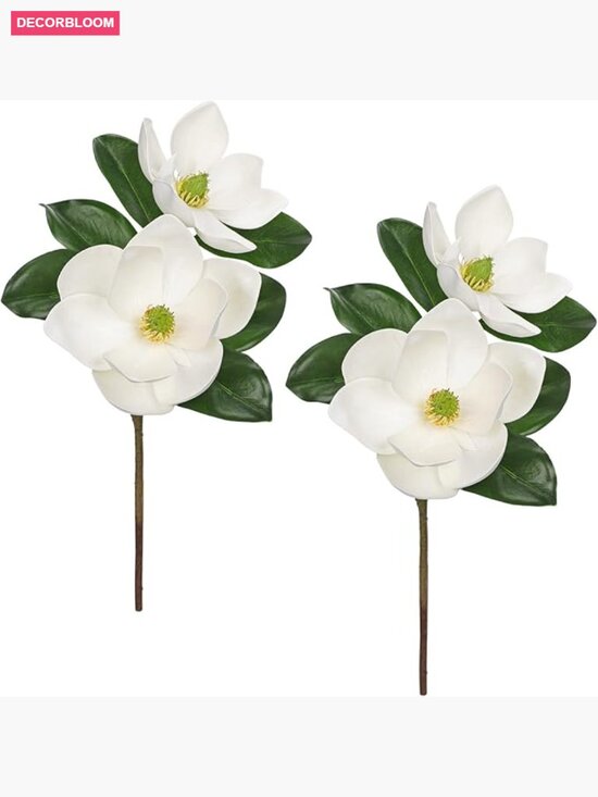 Other - 19.6" Faux Magnolia Flower Stems Set of 2 for Home Decor